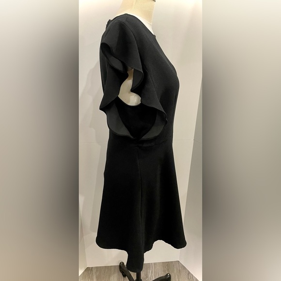 Who What Wear Fit & Flare Sleeveless with Ruffle Detail Dress, Black, Size Large - Picture 4 of 7